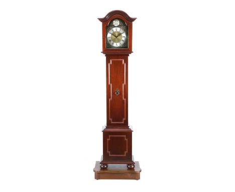 Longcase watch in nut color case, free standing on console, total height 187 cm