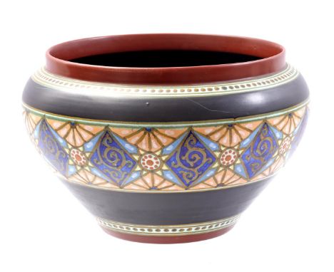 South Holland earthenware cachepot with decor Marion, model 431, 24 cm high, 37 cm diameter