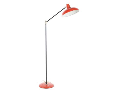 Willem van DoornBlack and red lacquered metal adjustable floor lamp, design Willem van Doorn for van Doorn Culemborg, Netherl