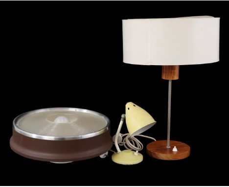 3 x 1960s b.u. ceiling lamp and 2 table lamps amongst. Hala model 'Bartje', highest 49 cm