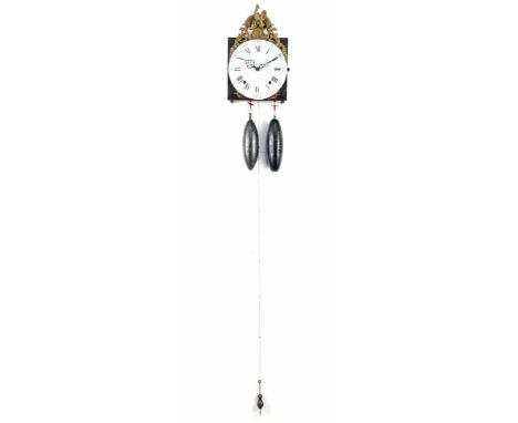 Comtoise clock, rooster model, enamel dial, complete with chair and key, France ca. 1850