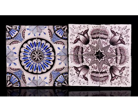 2 tile pictures, each with 4 tiles, each 26.5 x 26.5 cm
