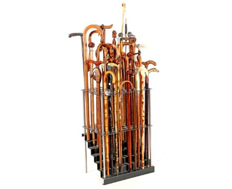 Iron walking stick holder, suitable for 73 walking sticks, mostly filled with very diverse walking sticks and swords, 75 cm h