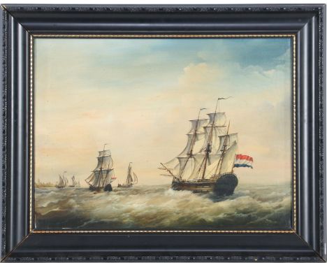 Anonymous, ships on the high seas, canvas after the old master, 45x61 cm