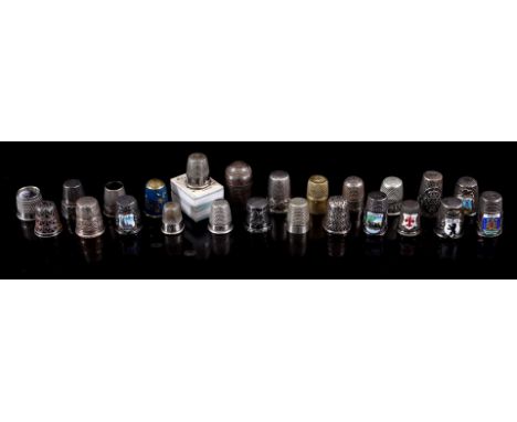 22 various thimbles including silver domestically and abroad