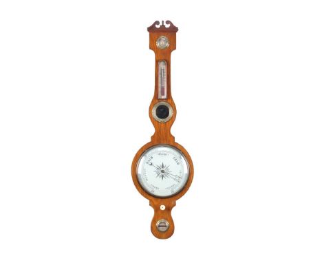English banjo barometer in oak case, 107 cm high