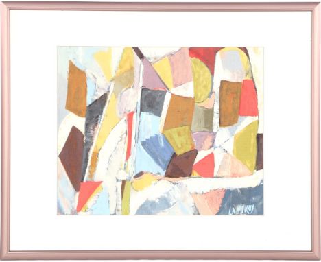 Andre Lanskoy (1902-1976)Untitled composition, lithograph on textile, 56x68 cm, outer size is 85x105 cm