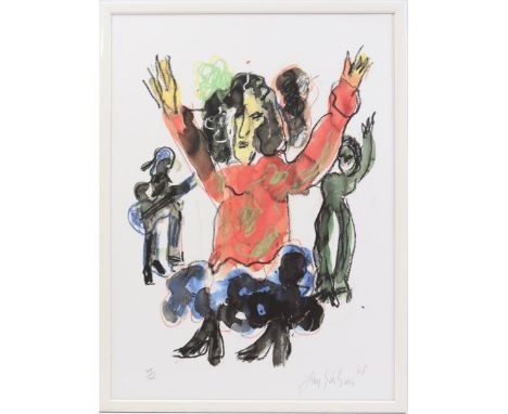 Jan Sierhuis (1928-)Composition with figures, color lithograph dated 2003, 75/125, 75x55 cm