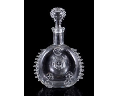 Crystal cognac decanter with fleur-de-lis motif, Baccarat for Remy Martin, marked on the bottom with number 424, 28 cm high, 