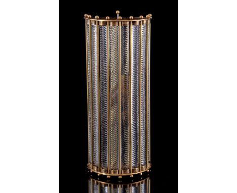 Brass 2-light wall lamp with ribbed glass, manufactured by Eichholz model 'Tiziano', in original box, lamp 54 cm high