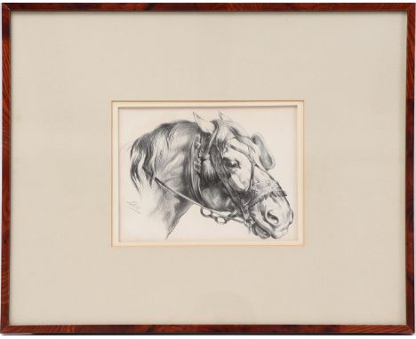 Signed Last, head of a horse, lithograph 16x21 cm