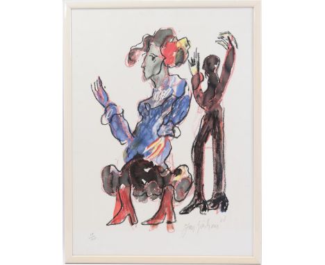 Jan Sierhuis (1928-)Composition with figures, color lithograph dated 2006, 75/125, 75x55 cm