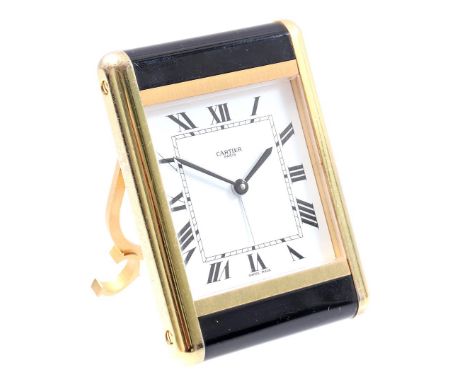 Cartier Paris travel alarm clock, quartz, case number 7505 04365, 10x7.5 cm (no box)