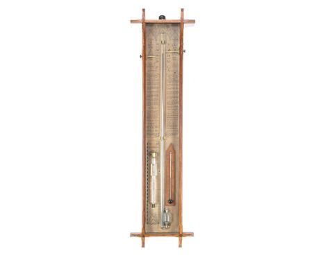 Barometer with baroscope, thermometer and maker's plate, in oak case, marked Admiral Fitzroy, ca. 1880, 102 cm high, 28 cm wi