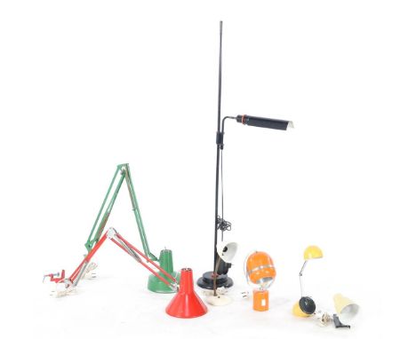 6 metal desk lamps and 1 wall lamp, 1960s/70s