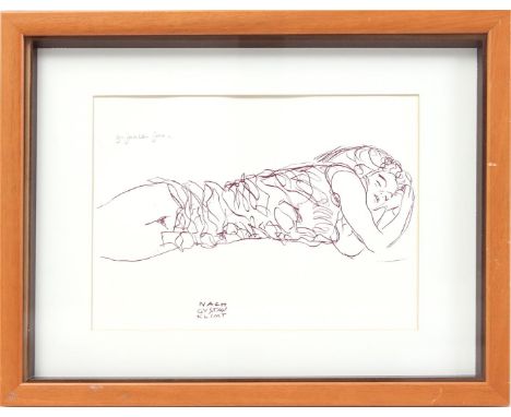 Geert Jan Jansen (1944-)Reclining woman after Gustav Klimt, color lithograph 19 x 29 cm