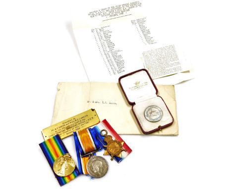 A World War I medal trio, named to Corporal, later Lieutenant A F Smith, 1/6 Gordon Highlanders, 10722, comprising a 1914 sta