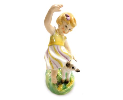 A Royal Worcester porcelain figure of April, 3416, modelled by F.G. Doughty, printed marks, 17cm high. 