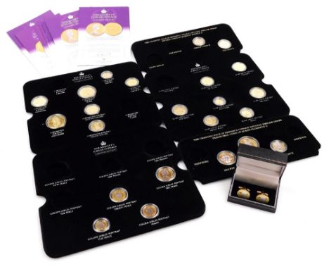 Her Majesty's Jubilee Coinage Diamond Edition coin set, bi-colour, together with two coins from The Changing Face of Britain'