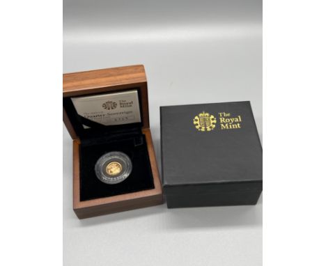 The Royal Mint 2009 Quarter Sovereign gold proof coin. with box and certificate 