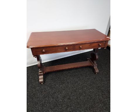 A 19th century mahogany two drawer console table. [77x115x52cm] 
