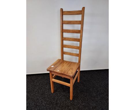 A Nice example of a Bespoke ladder back chair. Made from elm wood. [126cm in height] 