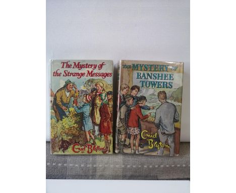 TWO FIRST EDITION ENID BLYTON BOOKS. TITLED THE MYSTERY OF THE STRANGE MESSAGES DATED 1957 &amp; THE MYSTERY OF THE BANSHEE T