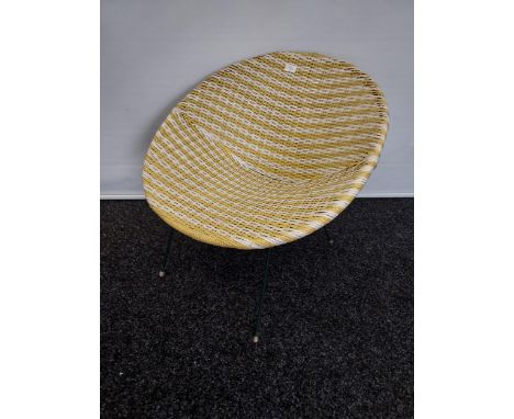 Vintage Mid Century Sputnik, Satellite chair in yellow &amp; white. 