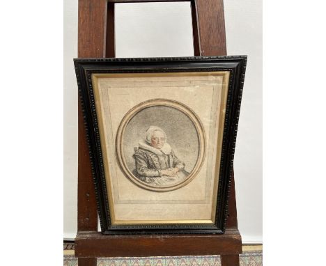 An 18th century coloured portrait engraving, from a drawing of G.dDou, in the collection of William Baillie Esq [1775] [heigh
