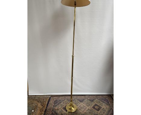 Antique heavy gilt brass rise and fall standard lamp. [height 173cm] [220cm] 