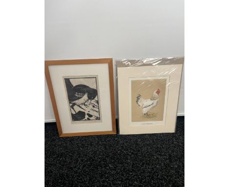 A Limited edition [1/5] print titled 'Bird on footpath with seed' by Gregory Robison [Edinburgh, Scotland]. Together with a l
