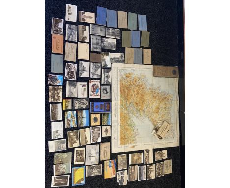 A Collection of antique and vintage postcards, souvenir postcard books and two maps. 