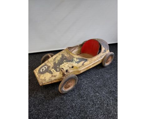A Vintage Triang steel bodied pedal car, racing vanwall 1960's classic motor racing car. [120cm in length] 