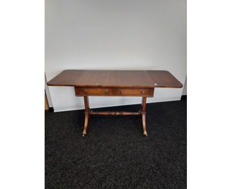 Antique mahogany two drawer drop end sofa table. [76x97x61cm] [Comes with two keys] 