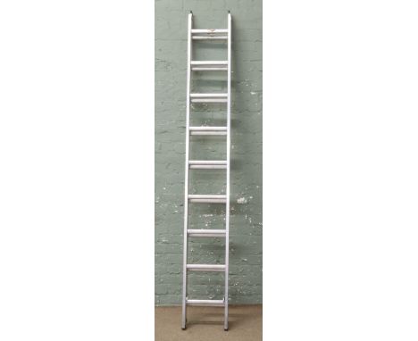 A two section alluminium extending ladder.