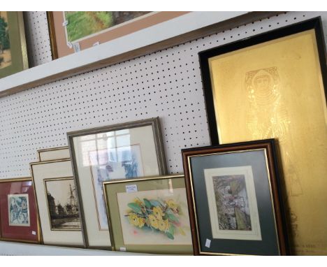 Various framed pictures including metal print, watercolours, prints and oils.