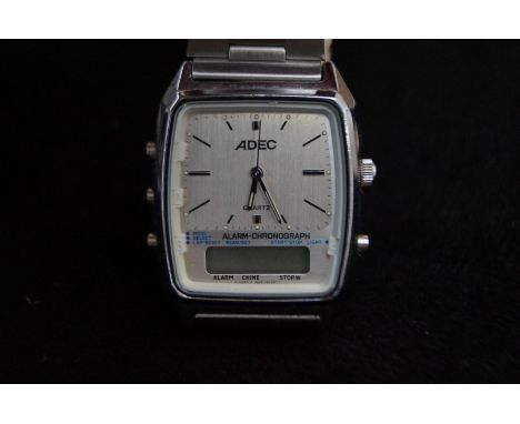 Vintage ADEC Alarm-chronograph quartz wristwatch