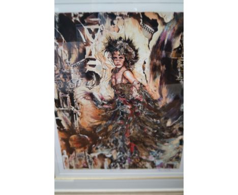 Large &amp; impressive Limited edition print 'The house of cards' with coa No 275 114 cm x 98 cm with frame