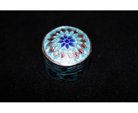 925 silver and enamel pill box