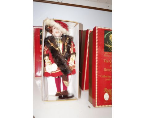Henry VIII King &amp; court/The queens of Henry VIII boxed doll figures with coa (7 in total) Height 50 cm 