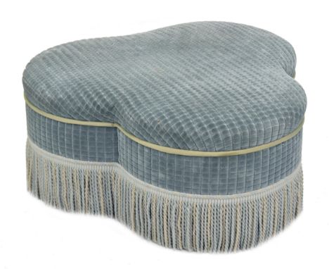 Modern pale blue upholstered pouffe, 35" wide, 15" high approx 