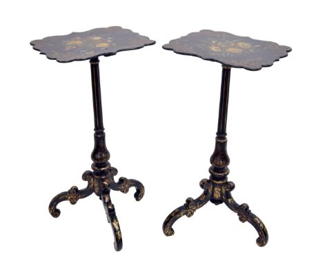 Attractive pair of Regency papier mache&nbsp; lacquered occasional&nbsp;side tables,&nbsp;the rectangular shaped tops painted