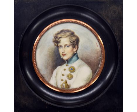 **Brilli (20th century) -&nbsp;miniature portrait of Duc de Reichstadt (1811-1832) head and shoulders portrait miniature, sig