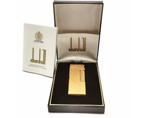 Dunhill gold plated rollagas lighter in original box with booklet