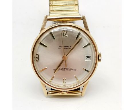 9ct gold cased vintage automatic wristwatch in a Benson watch Co 32mm case (&amp; total weight 58.5g) ~ running BUT WE CANNOT