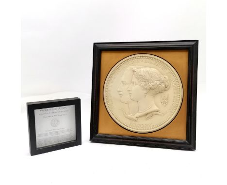 Royal mint Ltd ed of 400 model of Victoria and Albert medallic portrait as designed by William Wyon - frame 38.5cm square t/w