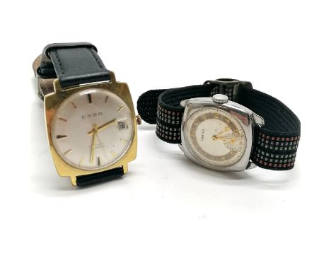 Ergo manual wind vintage wristwatch (32mm squared case) t/w Vertex Art Deco stainless steel cased manual wind wristwatch - bo