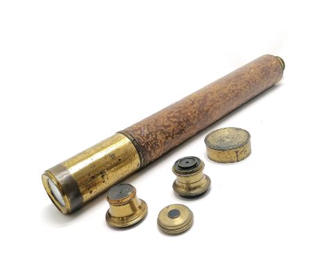 Antique Dolland London day or night single pull telescope #5007 - 92cm extended length t/w 2 interchangeable lenses ~ leather