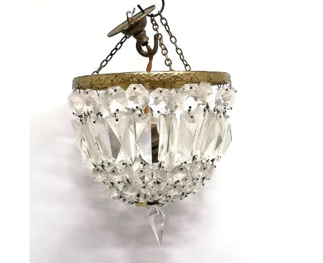 Crystal bag light chandelier 21cm diameter x 24cm drop from the gallery - in good used condition