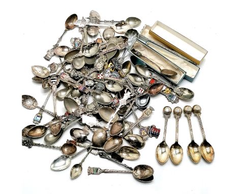 Qty of collectors spoons inc enamel, cased bowling spoons etc